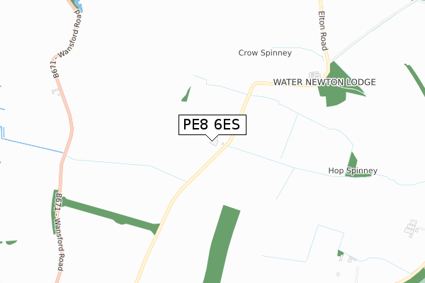 PE8 6ES map - small scale - OS Open Zoomstack (Ordnance Survey)