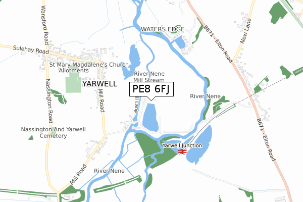 PE8 6FJ map - small scale - OS Open Zoomstack (Ordnance Survey)