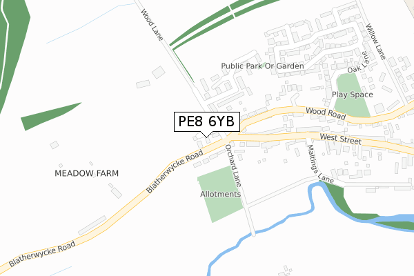 PE8 6YB map - large scale - OS Open Zoomstack (Ordnance Survey)