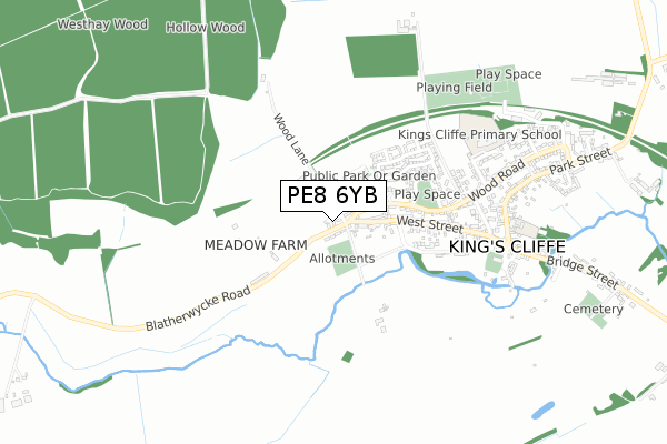 PE8 6YB map - small scale - OS Open Zoomstack (Ordnance Survey)