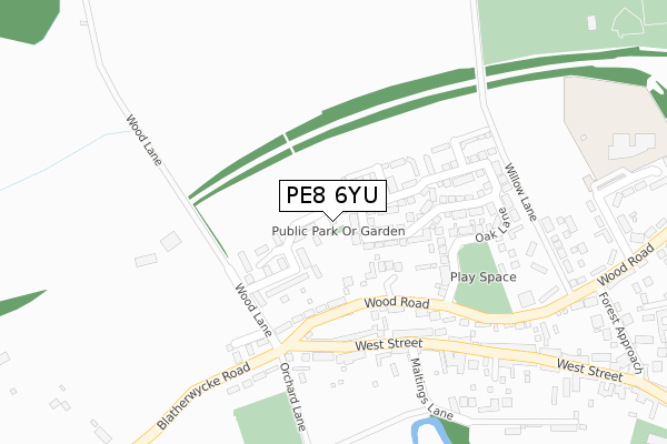 PE8 6YU map - large scale - OS Open Zoomstack (Ordnance Survey)