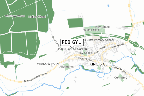 PE8 6YU map - small scale - OS Open Zoomstack (Ordnance Survey)