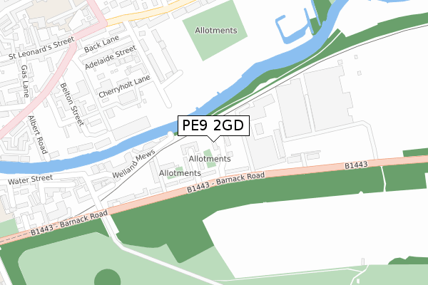 PE9 2GD map - large scale - OS Open Zoomstack (Ordnance Survey)