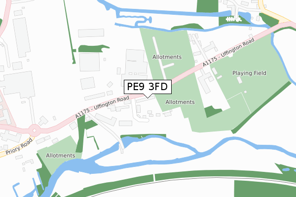 PE9 3FD map - large scale - OS Open Zoomstack (Ordnance Survey)