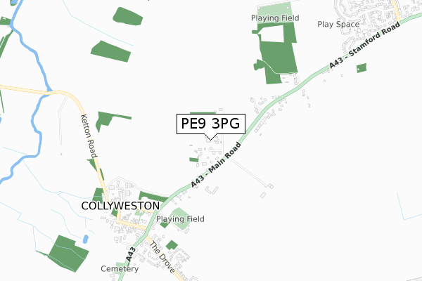 PE9 3PG map - small scale - OS Open Zoomstack (Ordnance Survey)