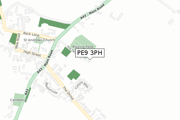 PE9 3PH map - large scale - OS Open Zoomstack (Ordnance Survey)