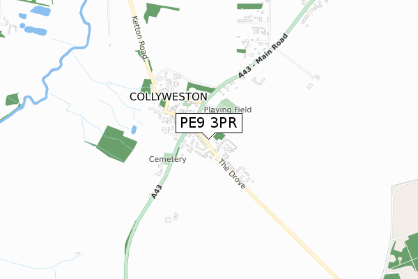 PE9 3PR map - small scale - OS Open Zoomstack (Ordnance Survey)