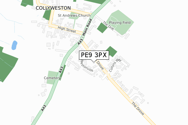 PE9 3PX map - large scale - OS Open Zoomstack (Ordnance Survey)