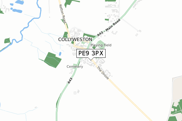 PE9 3PX map - small scale - OS Open Zoomstack (Ordnance Survey)