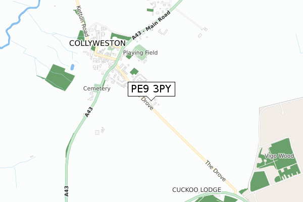 PE9 3PY map - small scale - OS Open Zoomstack (Ordnance Survey)