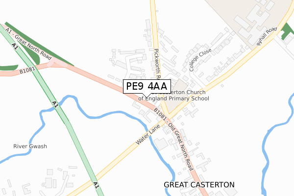 PE9 4AA map - large scale - OS Open Zoomstack (Ordnance Survey)