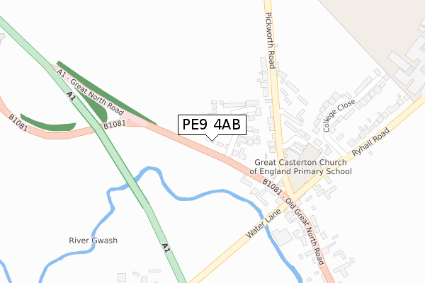 PE9 4AB map - large scale - OS Open Zoomstack (Ordnance Survey)