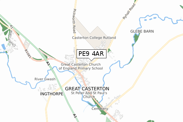 PE9 4AR map - small scale - OS Open Zoomstack (Ordnance Survey)