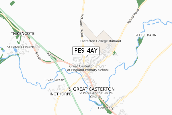 PE9 4AY map - small scale - OS Open Zoomstack (Ordnance Survey)