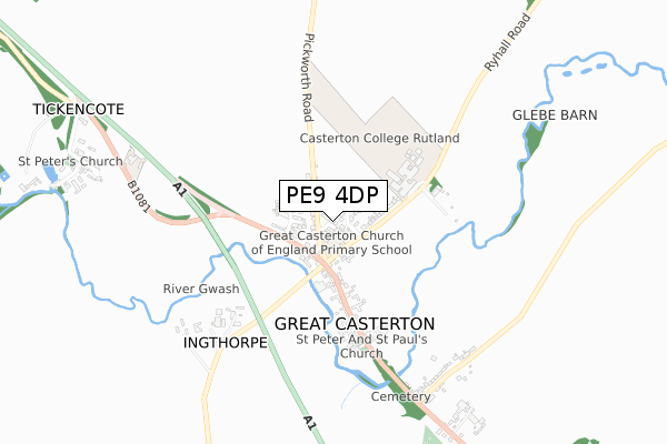 PE9 4DP map - small scale - OS Open Zoomstack (Ordnance Survey)