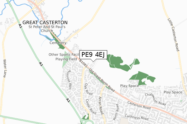 PE9 4EJ map - small scale - OS Open Zoomstack (Ordnance Survey)