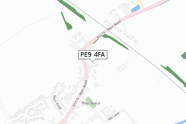 PE9 4FA map - large scale - OS Open Zoomstack (Ordnance Survey)