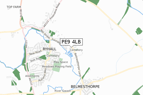 PE9 4LB map - small scale - OS Open Zoomstack (Ordnance Survey)