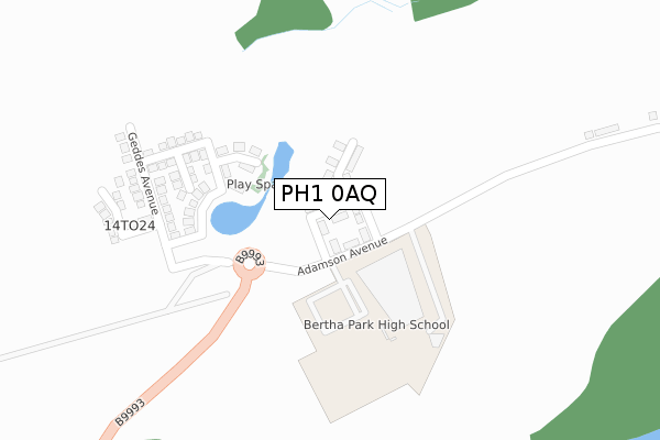 PH1 0AQ map - large scale - OS Open Zoomstack (Ordnance Survey)