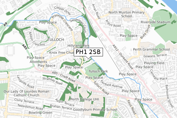 PH1 2SB map - small scale - OS Open Zoomstack (Ordnance Survey)