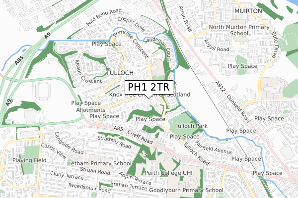 PH1 2TR map - small scale - OS Open Zoomstack (Ordnance Survey)