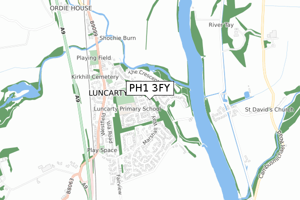 PH1 3FY map - small scale - OS Open Zoomstack (Ordnance Survey)