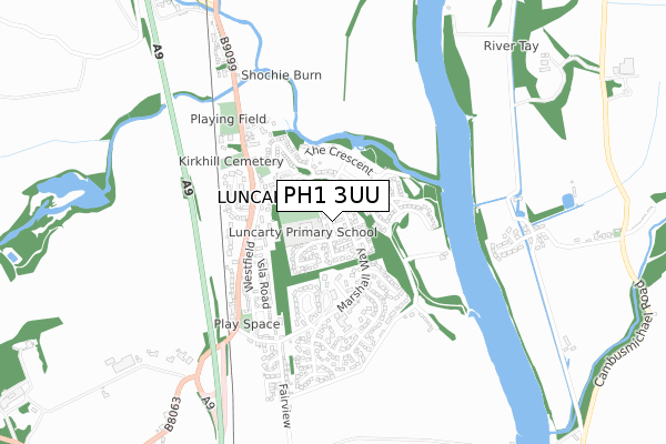 PH1 3UU map - small scale - OS Open Zoomstack (Ordnance Survey)