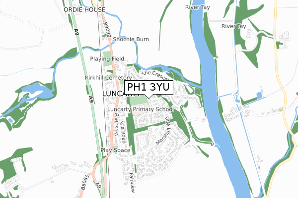 PH1 3YU map - small scale - OS Open Zoomstack (Ordnance Survey)