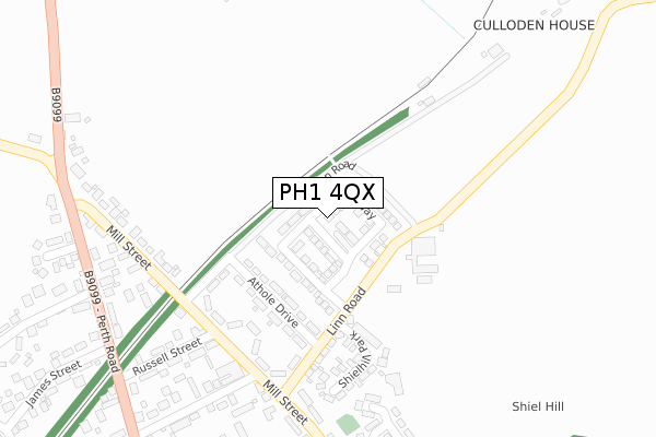 PH1 4QX map - large scale - OS Open Zoomstack (Ordnance Survey)