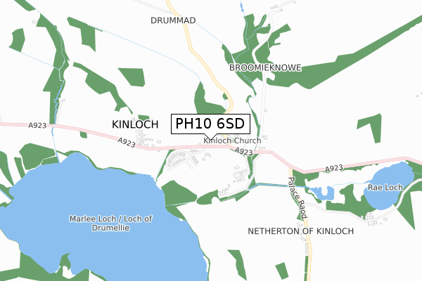 PH10 6SD map - small scale - OS Open Zoomstack (Ordnance Survey)