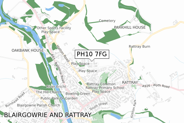 PH10 7FG map - small scale - OS Open Zoomstack (Ordnance Survey)