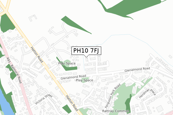 PH10 7FJ map - large scale - OS Open Zoomstack (Ordnance Survey)