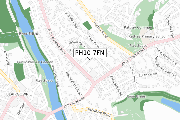 PH10 7FN map - large scale - OS Open Zoomstack (Ordnance Survey)