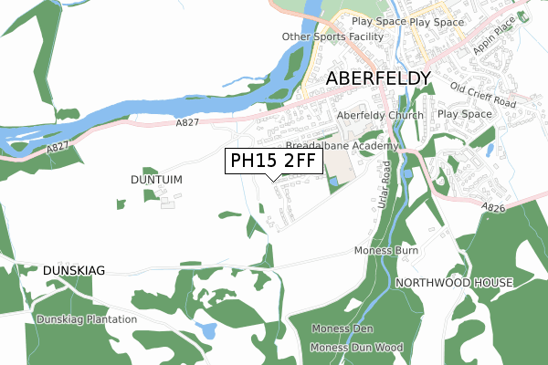 PH15 2FF map - small scale - OS Open Zoomstack (Ordnance Survey)