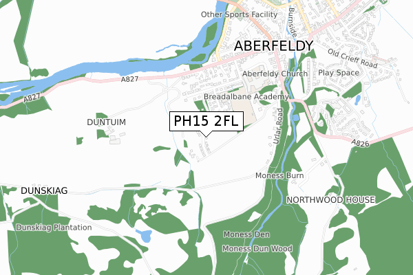 PH15 2FL map - small scale - OS Open Zoomstack (Ordnance Survey)