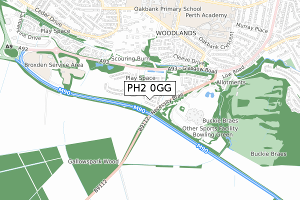 PH2 0GG map - small scale - OS Open Zoomstack (Ordnance Survey)