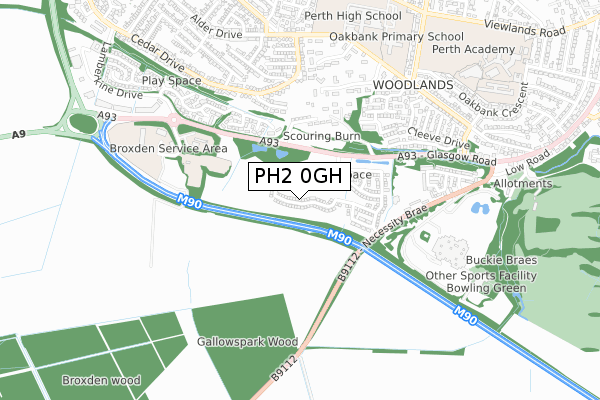 PH2 0GH map - small scale - OS Open Zoomstack (Ordnance Survey)