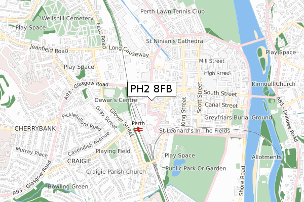 PH2 8FB map - small scale - OS Open Zoomstack (Ordnance Survey)