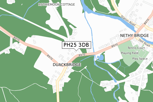 PH25 3DB map - large scale - OS Open Zoomstack (Ordnance Survey)