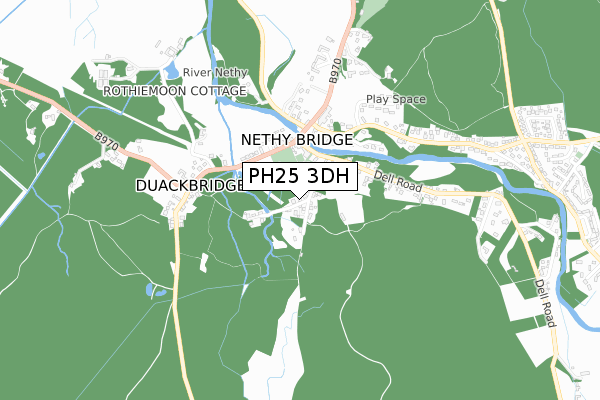 PH25 3DH map - small scale - OS Open Zoomstack (Ordnance Survey)