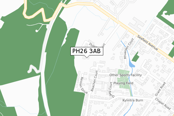 PH26 3AB map - large scale - OS Open Zoomstack (Ordnance Survey)