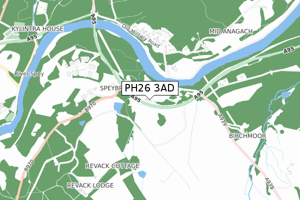 PH26 3AD map - small scale - OS Open Zoomstack (Ordnance Survey)