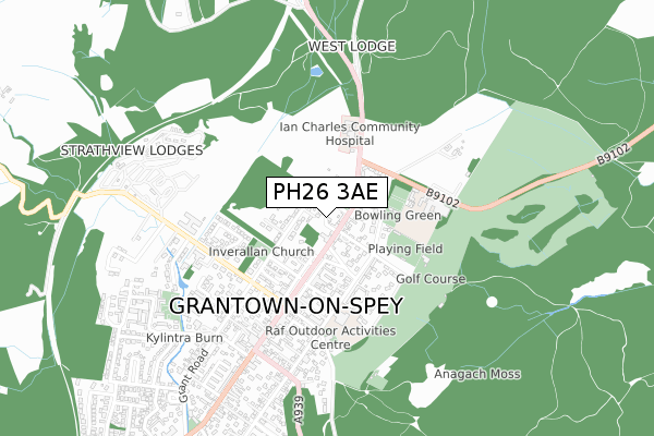 PH26 3AE map - small scale - OS Open Zoomstack (Ordnance Survey)