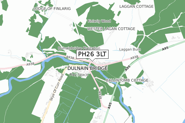 PH26 3LT map - small scale - OS Open Zoomstack (Ordnance Survey)