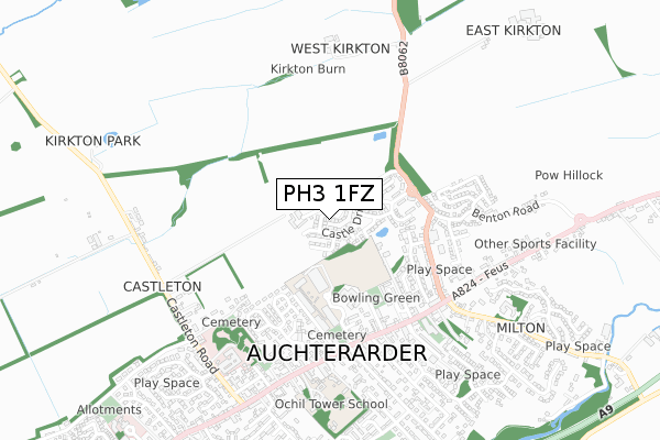 PH3 1FZ map - small scale - OS Open Zoomstack (Ordnance Survey)