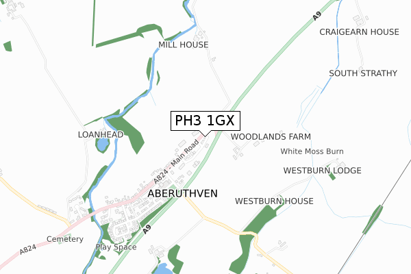 PH3 1GX map - small scale - OS Open Zoomstack (Ordnance Survey)