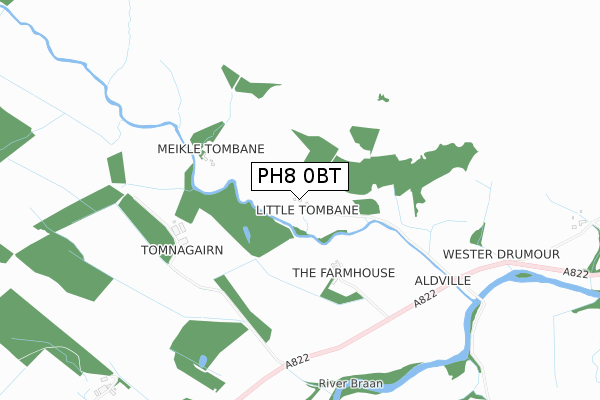 PH8 0BT map - small scale - OS Open Zoomstack (Ordnance Survey)