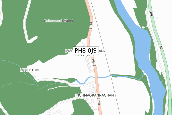 PH8 0JS map - large scale - OS Open Zoomstack (Ordnance Survey)