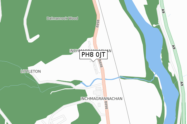 PH8 0JT map - large scale - OS Open Zoomstack (Ordnance Survey)