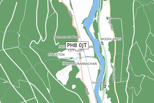 PH8 0JT map - small scale - OS Open Zoomstack (Ordnance Survey)